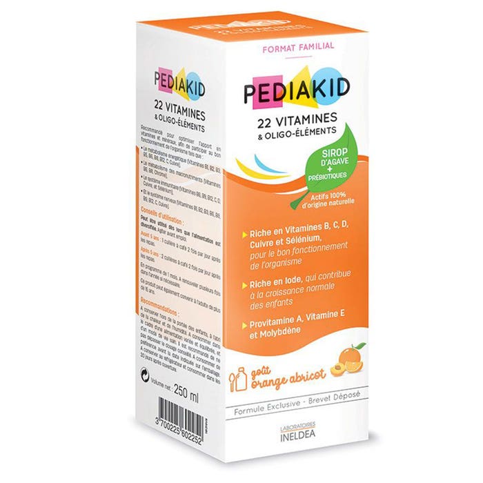 Pediakid 22 Vitamines & Oligo-elements Sirop Orange Abricot 250ml