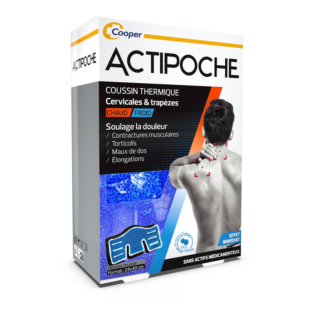 Actipoche Coussin Thermique Microbilles Cervicales Et Trapezes 24x8cm