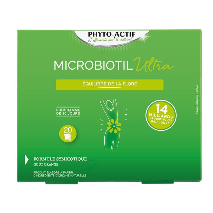 Phyto-Actif Microbiotil Ultra Ferments Lactiques Goût Orange 20 Sachets