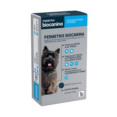 Biocanina Antiparasitaire externe Solution pour spot-on pour petits chiens de 4 kg a 10 kg Permetrix 3 pipettes