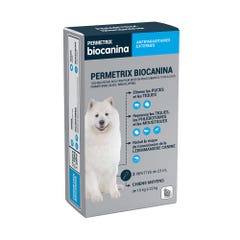Biocanina Antiparasitaire externe Solution pour spot-on pour chiens moyens de 10 kg a 25 kg Permetrix 3 pipettes