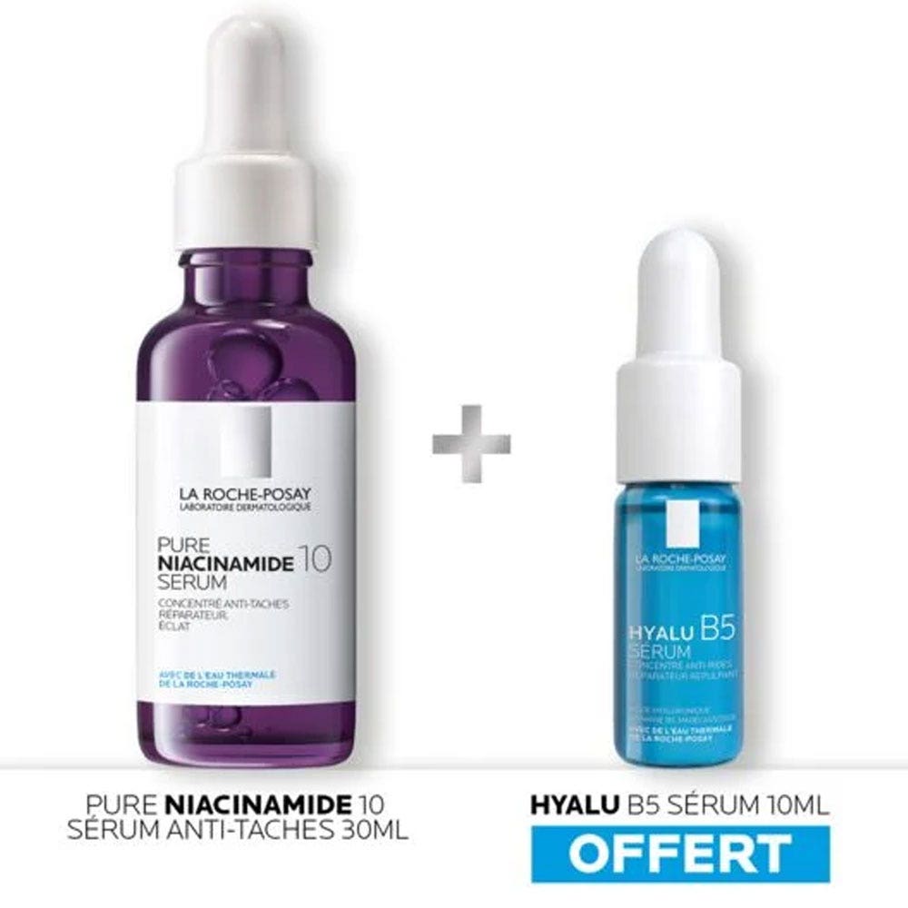 La Roche-Posay Sérum Pure Niacinamide 10 anti-taches réparateur éclat 30ml + Hyalu B5 Sérum 10ml offert