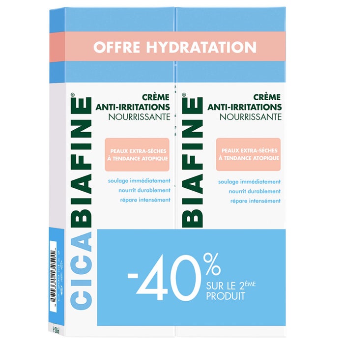 Cicabiafine Crème Corporelle Anti-Irritations Hydratante Peaux extra-sèches ou à tendance atopique 2x200ml