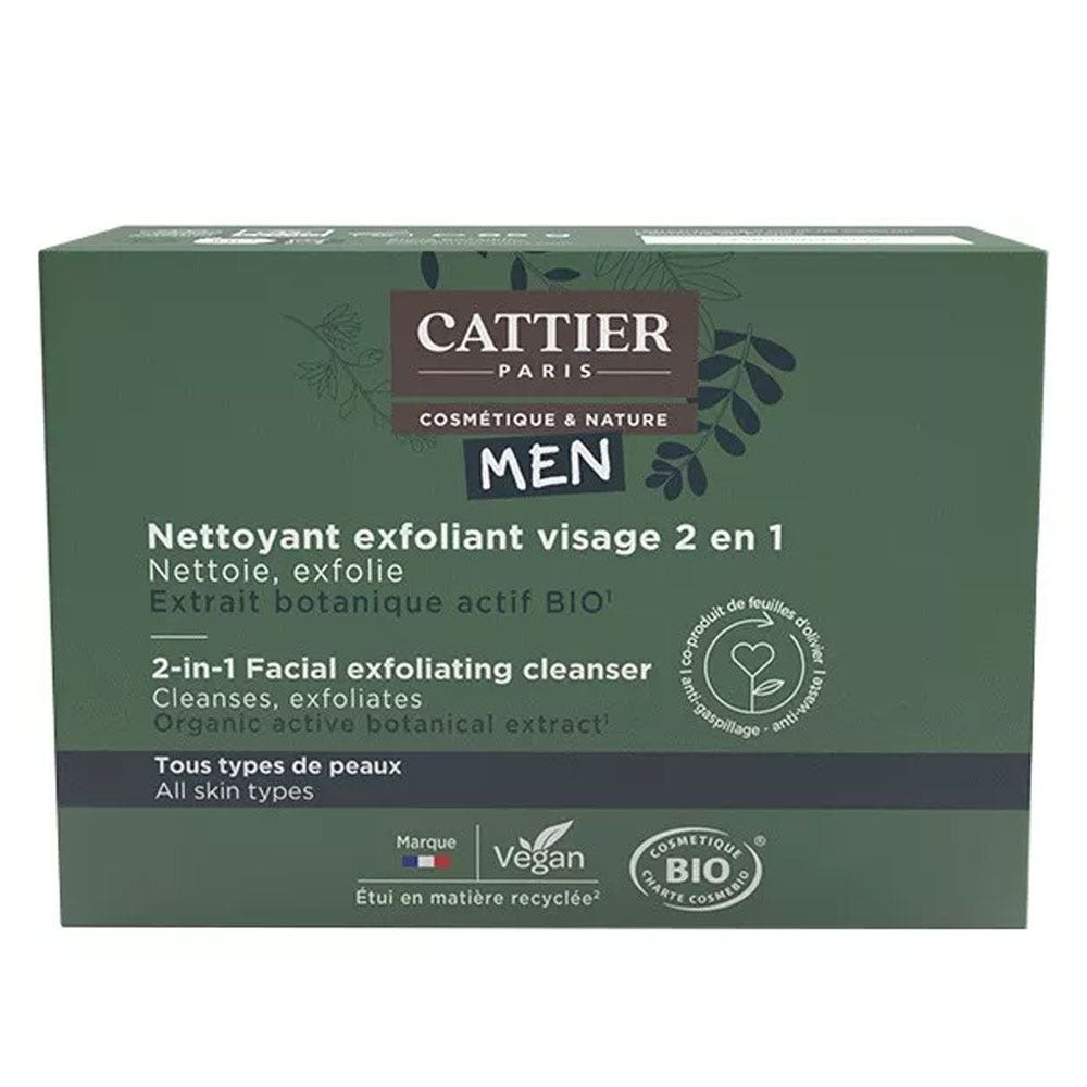 Cattier Homme Nettoyant Exfoliant 2 en 1 - Solide Bio 85g