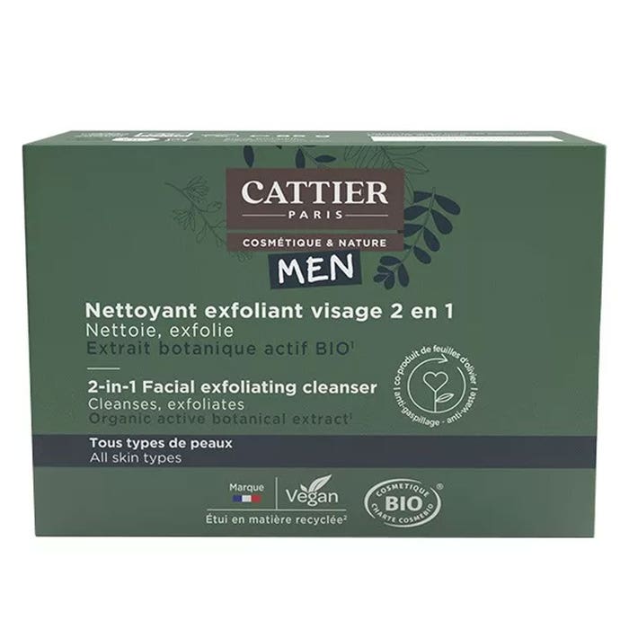Cattier Homme Nettoyant Exfoliant 2 en 1 - Solide Bio 85g