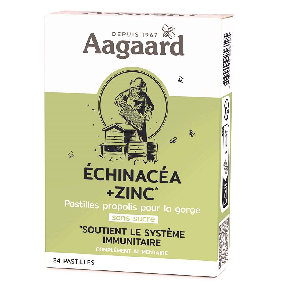 Aagaard Pastille Au Propolis Sans Sucre Echinacéa + Zinc 24 Pastilles
