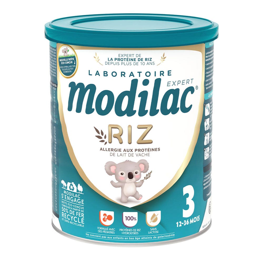 Modilac Riz Lait en Poudre Allergie Aux Protéines de Vache 3 12 à 36 Mois 800g