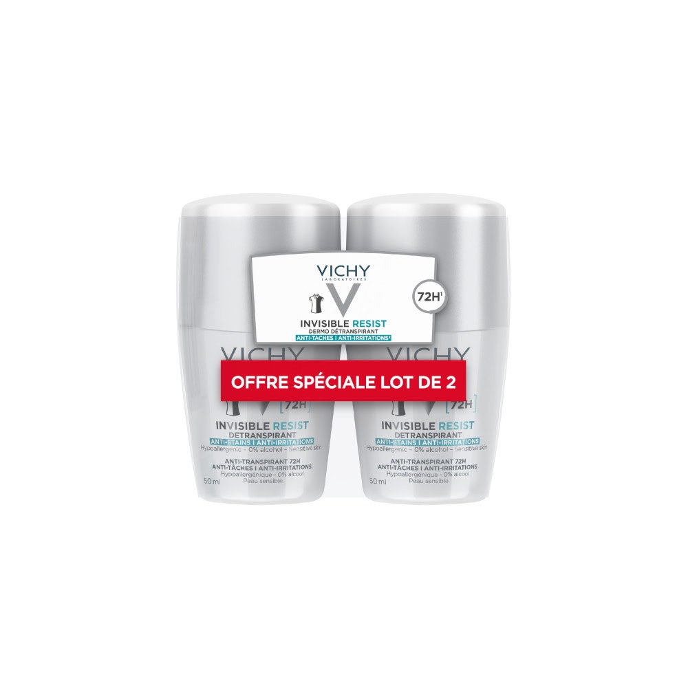 Vichy Déodorant Invisible Resist Détranspirant Anti Irritations 72h 2x50ml