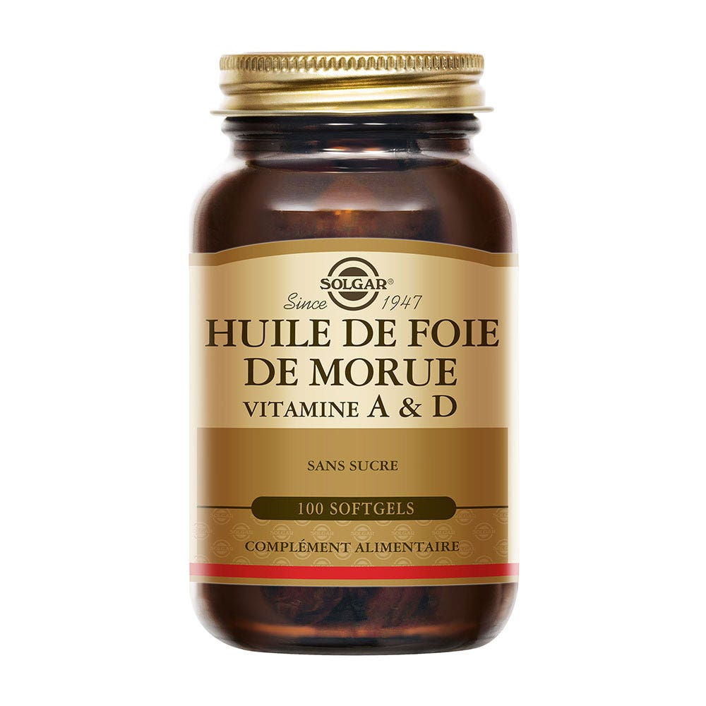 Solgar Huile de Foie de Morue Vitamines A et D Vitalité 100 softgels