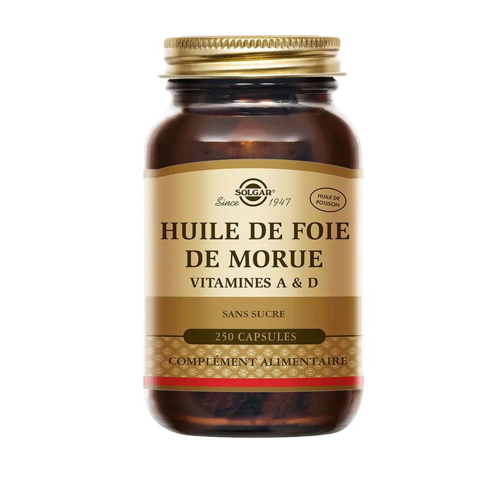 Solgar Huile de Foie de Morue Vitamines A et D Vitalité 250 softgels