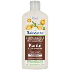 Natessance Shampooing Creme Ultra-Nourrissant Karité & Kératine Végétale Cheveux Très secs, crépus ou frisés 250ml