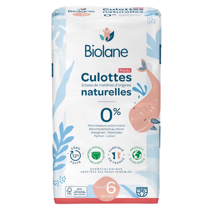 Culottes Naturelles Taille 6 (+16 kg) x36 Pas de fuite Biolane