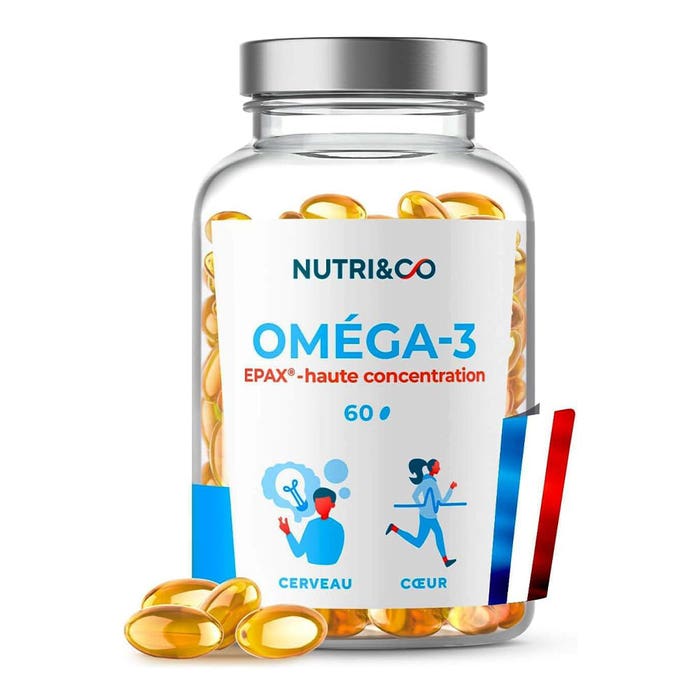 NUTRI&CO Oméga-3 Epax Haute Concentration Sans Odeur Huile Poisson Sauvage 120 gélules