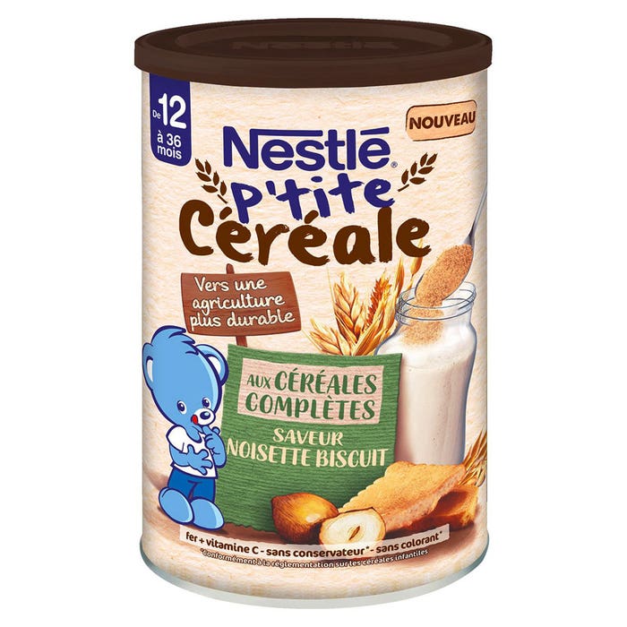 Nestlé P'tite Céréale Complète Saveur Noisette Biscuit 12 à 36 Mois 415g