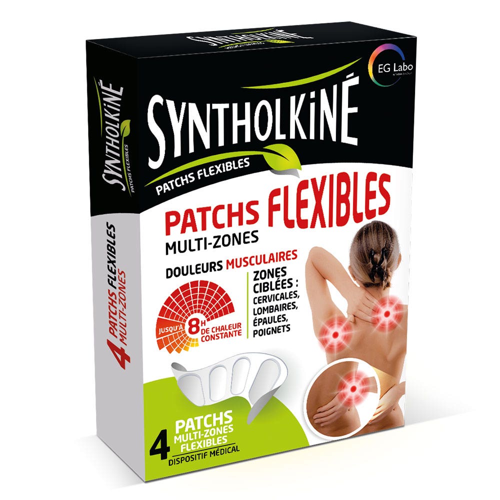 EG Labo SyntholKiné Patchs Flexibles Multi-Zones Douleurs Musculaires x4