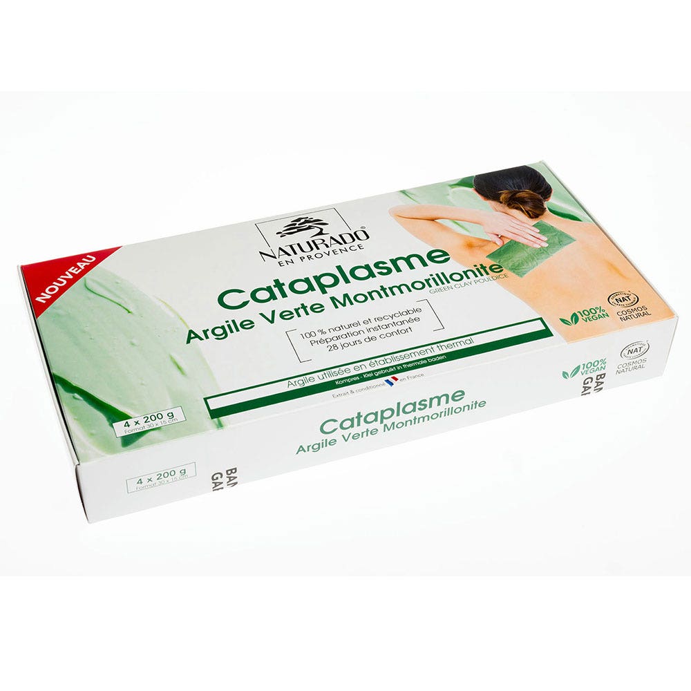 Naturado Cataplasme Argile Verte Montmorillonite 30x15cm 4x200g