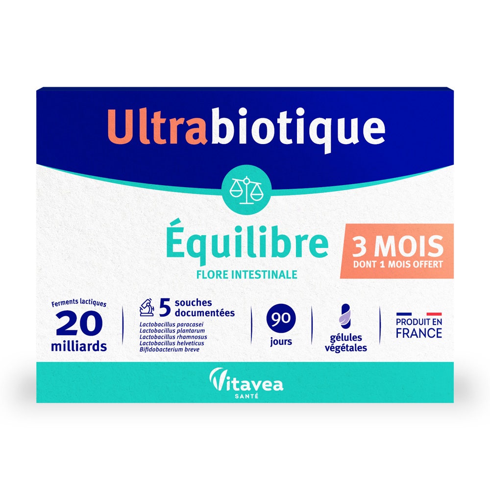 Vitavea Santé Ultrabiotique Equilibre Probiotiques Flore intestinale 3x30 Gelules