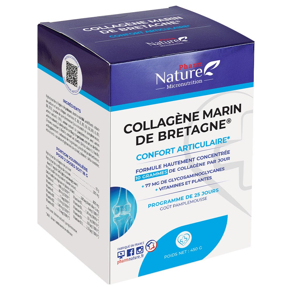Collagène Marin PharmNature Bretagne - Confort Articulaire - 450 G - DLUO 12/2025
