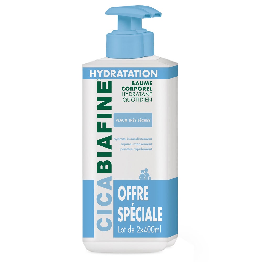 Cicabiafine Crème Corps Baume Hydratant Peaux Très Sèches 2x400ml