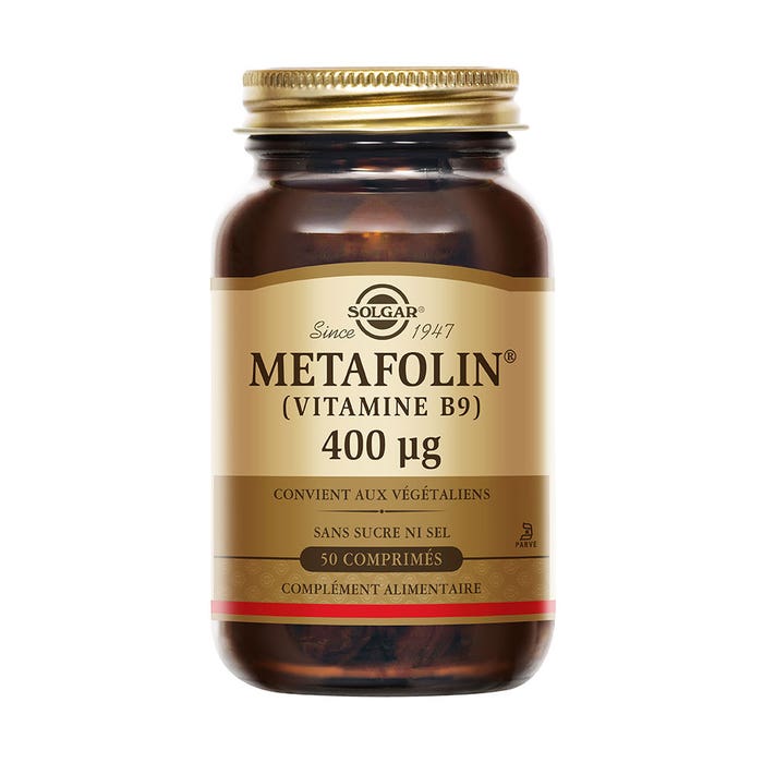 Metafolin® 400 µg Vitamine B9 brevetée x50 comprimés Solgar
