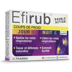 3C Pharma Efirub Coups de Froid Jour Nuit 15 Gélules Jour + 5 Comprimés Nuit