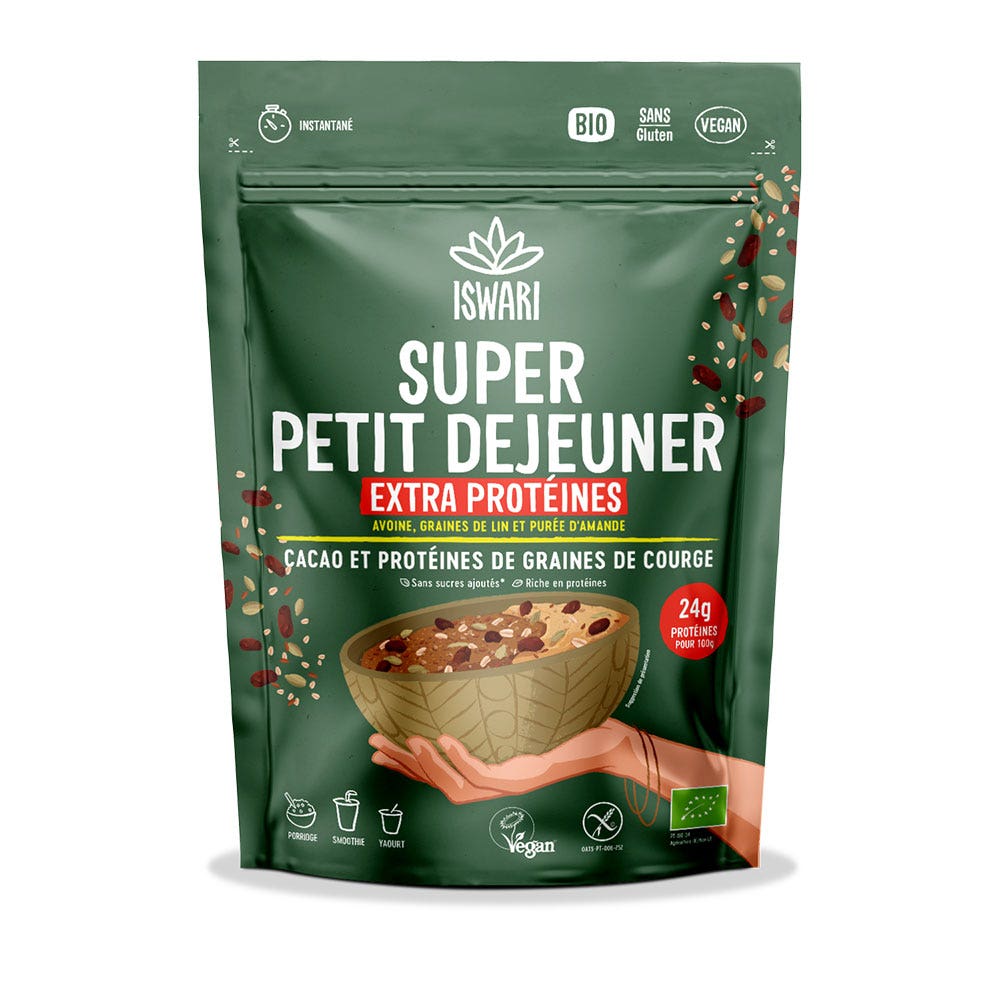 Iswari Super Petit Déjeuner Super Petit Dejeuner Cacao Et Protéines de Graines de Courge Bio 360g