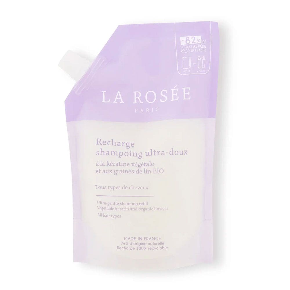 LA ROSÉE Recharge Shampoing Ultra-Doux à la kératine végétale et aux graines de lin Bio 400ml