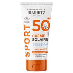 Laboratoires De Biarritz Sport Crème Solaire Bébé & Enfant SPF50+ Bio Visage & Corps 50ml