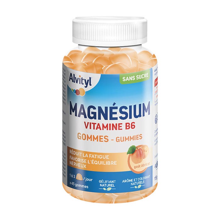 Alvityl Magnésium Vitamine B6 Goût abricot x45 gommes
