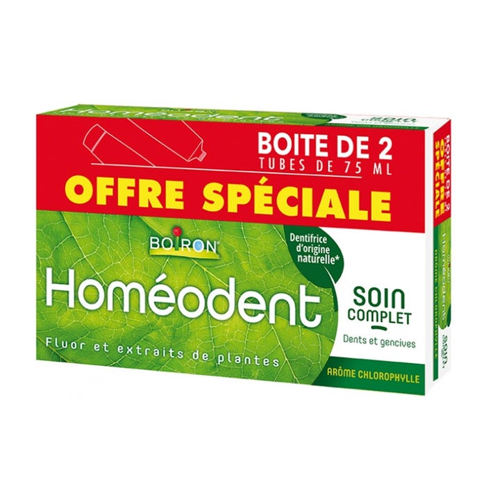 Boiron Homeodent Dentifrice Soin Complet Dents Et Gencives Chlorophylle 2x75ml