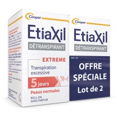 Etiaxil Detranspirant Déodorant Roll-on Extrême Transpiration Excessive Peaux normales 2x15ml