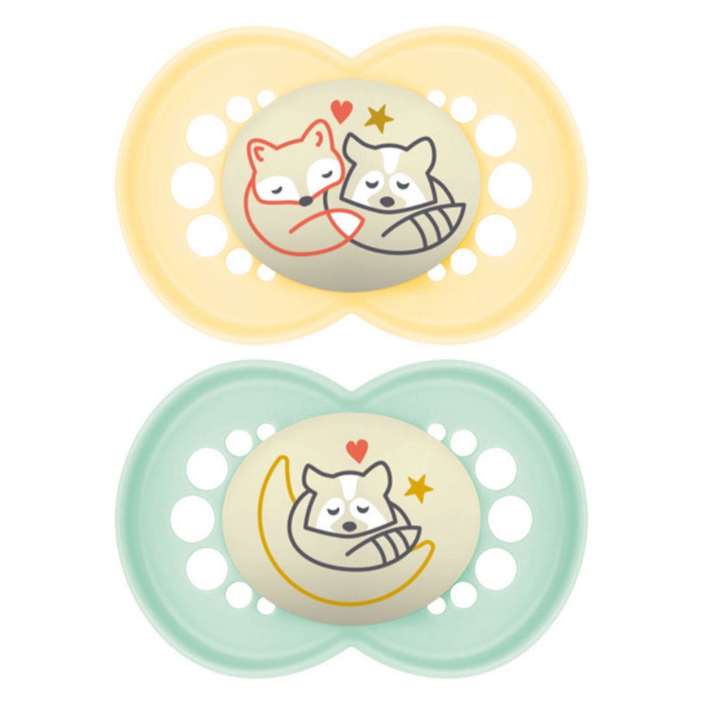 Tetine Mam 6 Mois Et Plus Fluorescente MAM Original Soothers Lot De 2 Tétines De 0 à 6 Mois, Livrées Dans Un étui De Stérilisateur, Matériaux Durables, Accessoires Pour Bébé Pour Sucette Mam