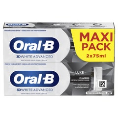 Oral-B 3D White Advanced Luxe Dentifrice charbon 2x75ml