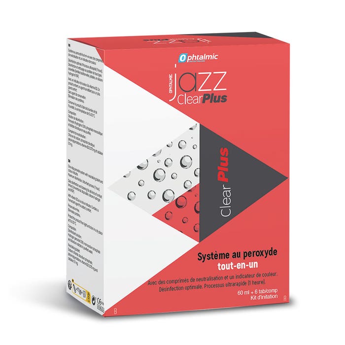Ophtalmic ClearPlus Jazz Solution oxydante lentilles souples et rigides 60ml + 6 comprimés