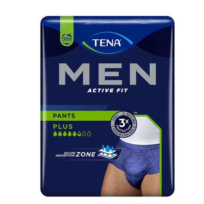 Tena Men Active Fit Pants Sous Vetements Absorbants fuites urinaires Plus taille L/XL x8