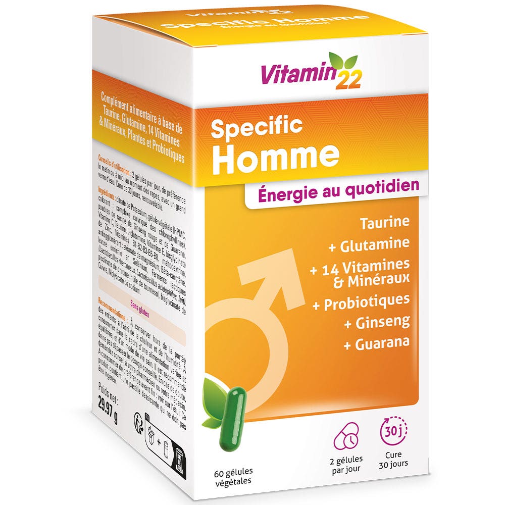 Vitamin'22 Specific Homme Energie au quotidien 60 gélules végétales