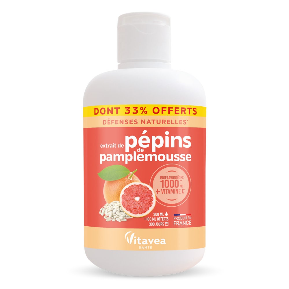 Vitavea Santé Extraits De Pepins De Pamplemousse Défenses naturelles 200ml + 100ml offerts