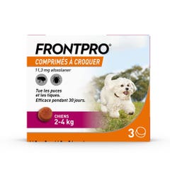 Frontline Frontpro antiparasitaire petit chien 2-4kg Puces et Tiques x3 comprimés