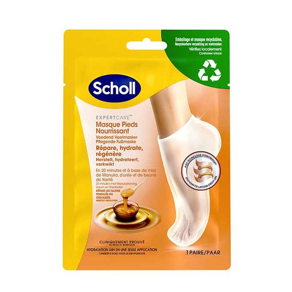 Scholl Mascarilla nutritiva para pies con miel de manuka 1 par