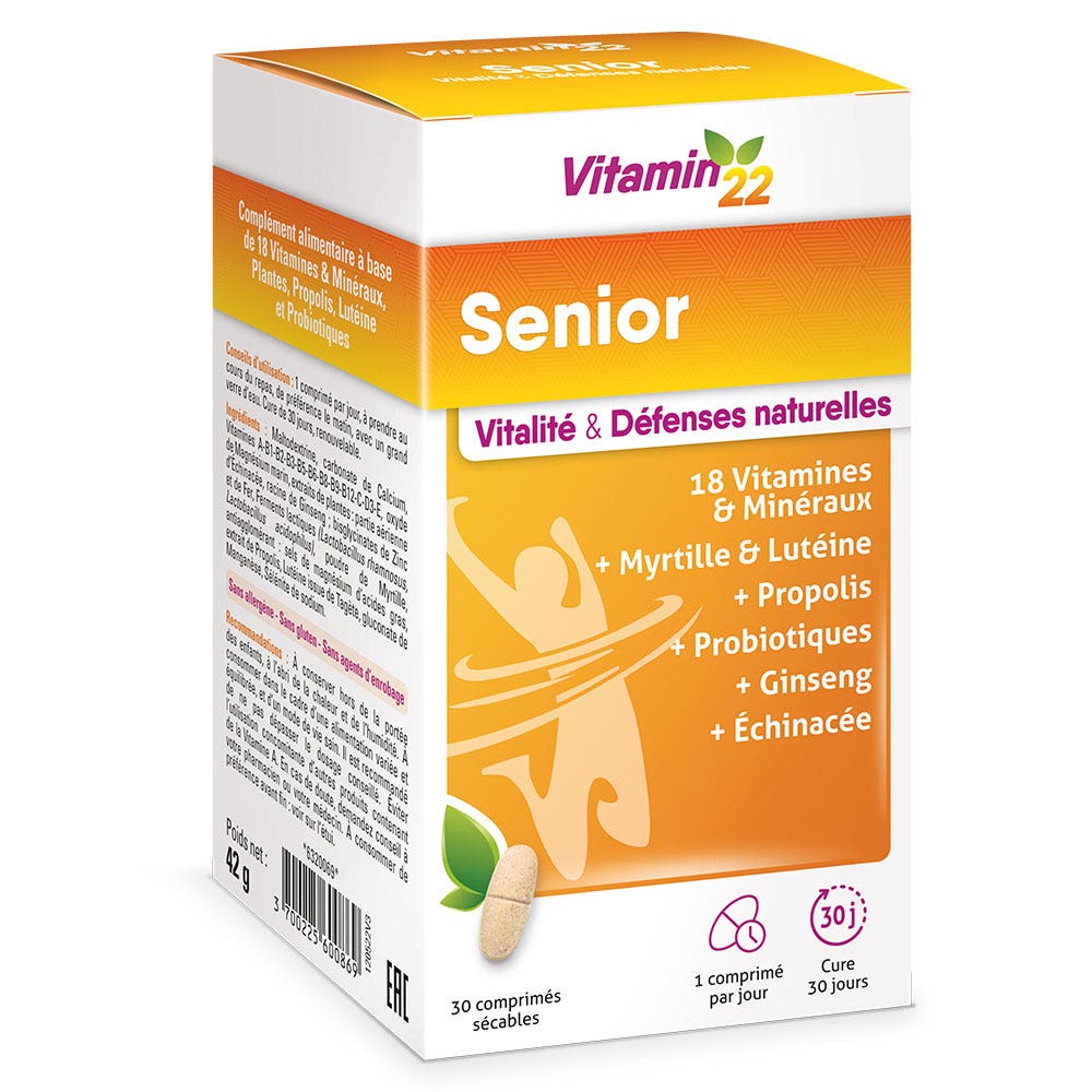 Vitamin'22 Senior Vitalité & Défenses naturelles 30 comprimés