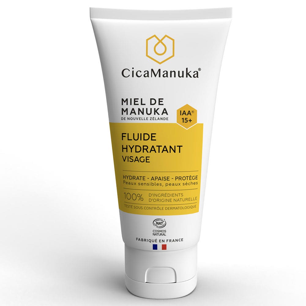 Cica Manuka Fluide Hydratant Visage Au Miel de Manuka IAA15+ Peaux Sensibles et Sèches 50ml