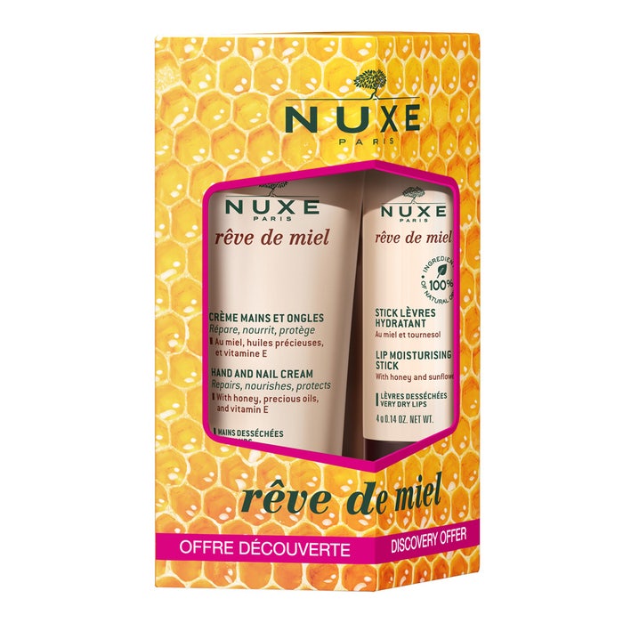 Nuxe Reve De Miel Creme Mains Et Ongles + Stick Levres Hydratant 30ml