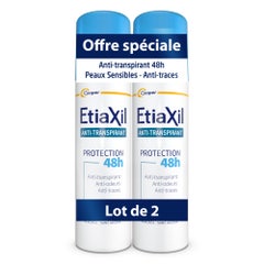 Etiaxil Anti-Transpirant Déodorant Aérosol Protection 48h Aisselles Transpiration Modérée Peaux Sensibles 2x150ml