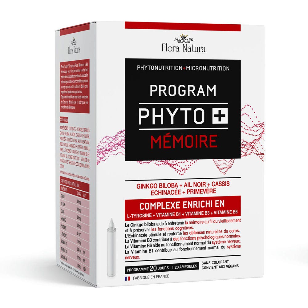 Flora Natura Program Phyto+ Mémoire 20 Ampoules Buvables de 10ml