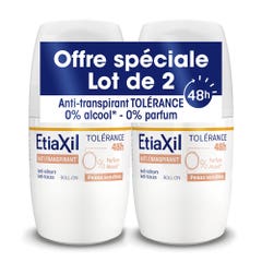 Etiaxil Anti-Transpirant Déodorant Roll-on 48H Tolérance Peaux Sensibles 2x50ml