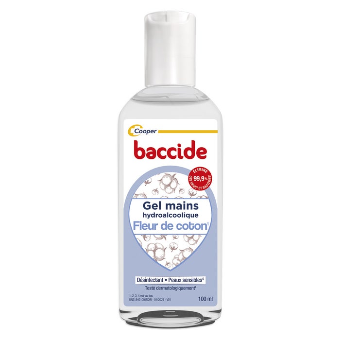 Baccide Gel Mains Désinfectant Hydroalcoolique Fleur de coton Peaux sensibles 100ml