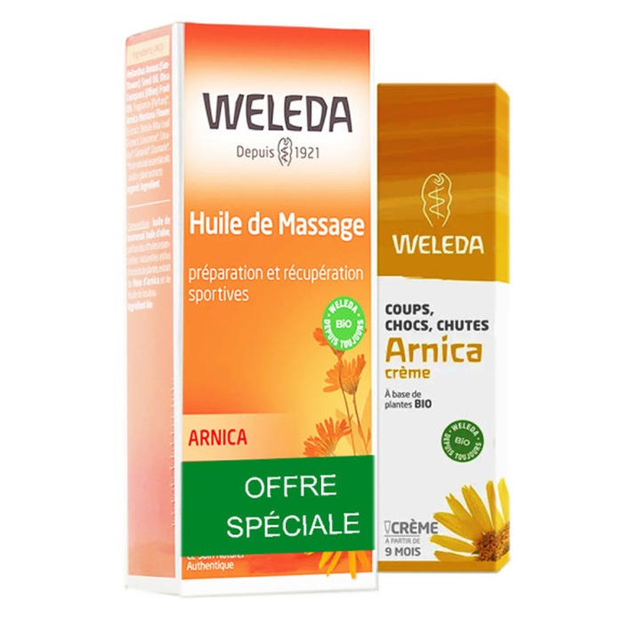 Weleda Arnica Huile de Massage 100ml + Crème 25g Préparation et Récupération Sportives