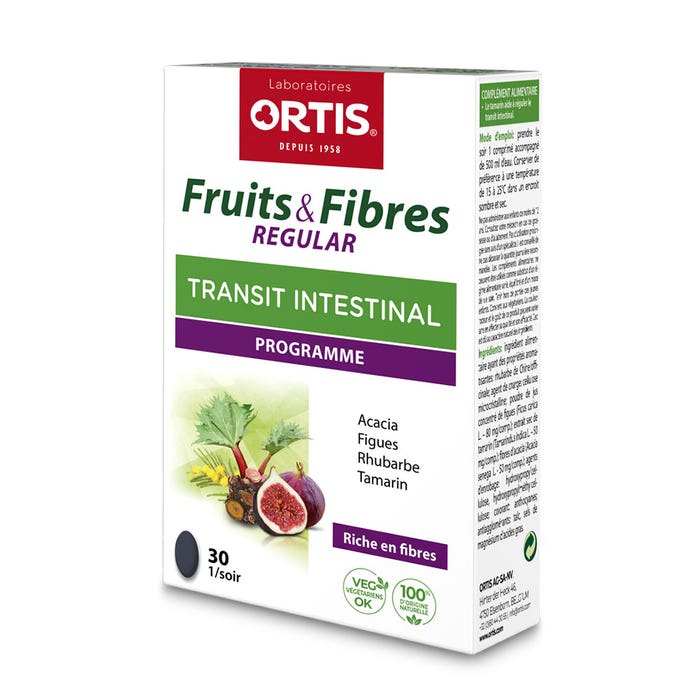 Ortis Fruits & Fibres Regular Transit Intestinal 30 Comprimés