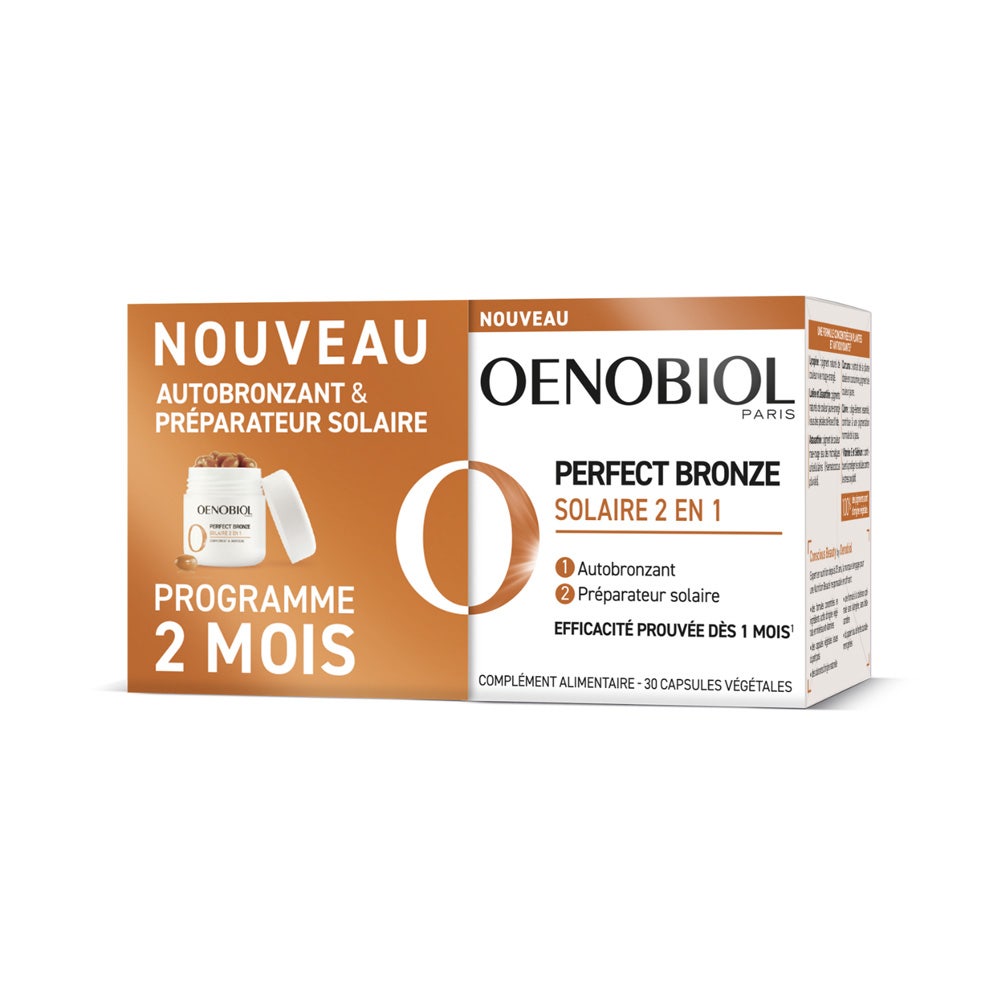 Oenobiol Perfect Bronze Solaire 2 en 1 Autobronzant et Préparateur Solaire 60 capsules végétales