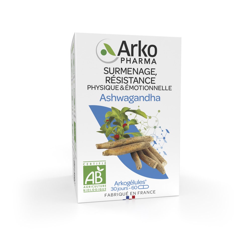 Arkopharma Arkogélules Ashwagandha Bio Surmenage, Résistance 60 gélules